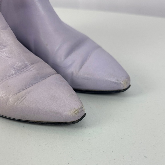Vintage Hobbs London Chelsea Lavender Leather Pointed-Toe 80’s Boots Size 5 - Picture 3 of 11